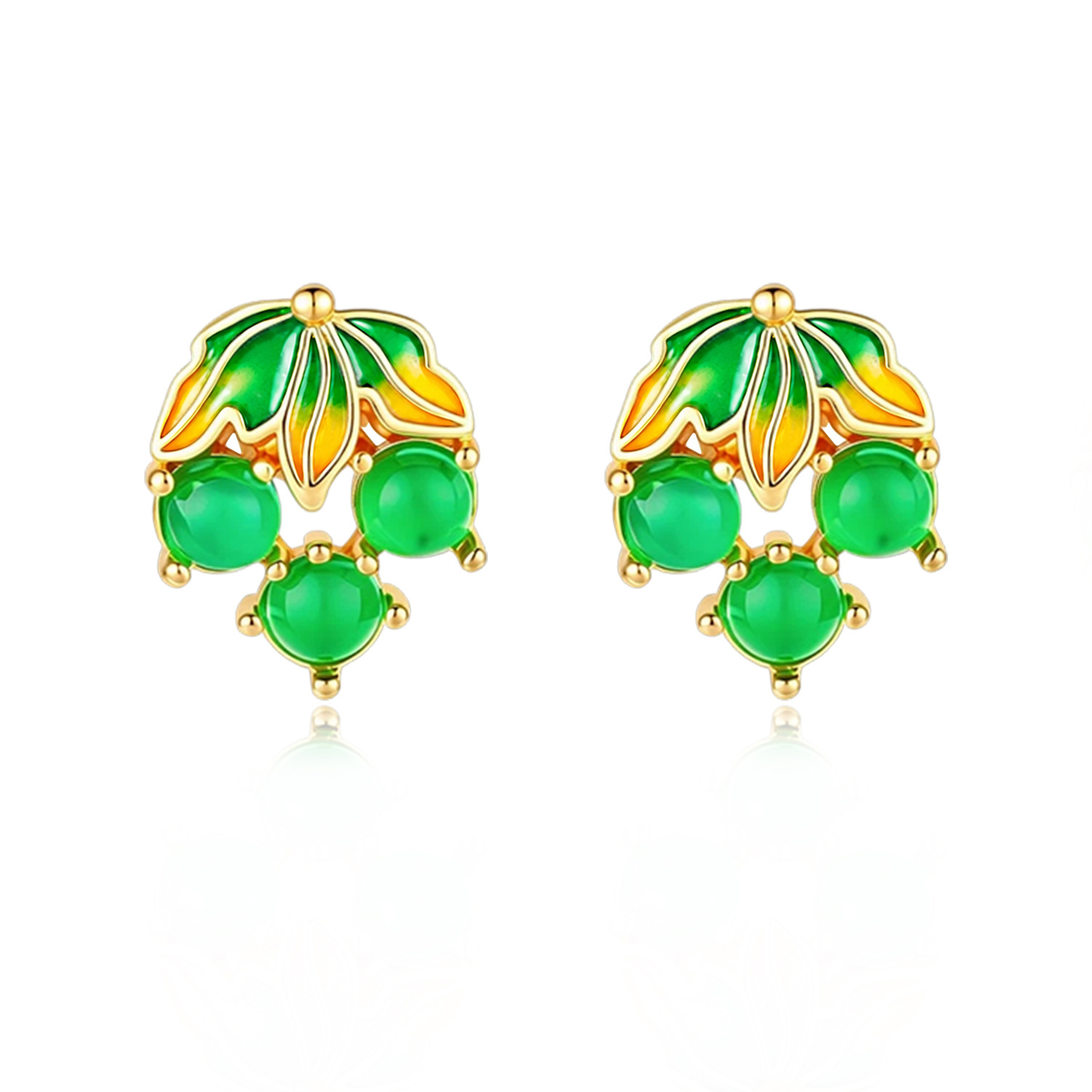 Gold Plated Jewelry - Бирманские серьги в виде виноградных гроздей