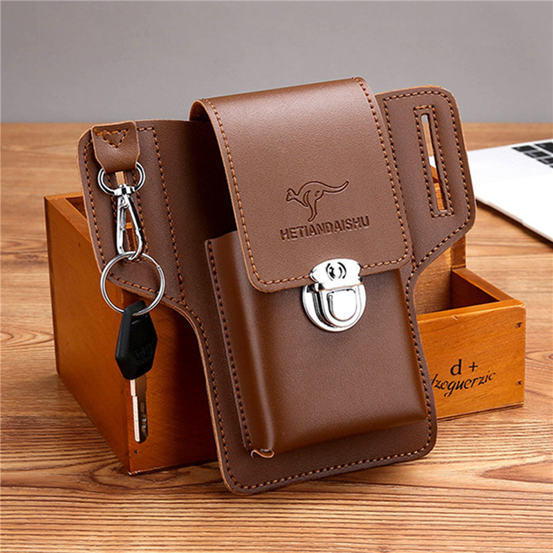 Leather Wallet Men - Поясная сумка для телефона для мужчин,